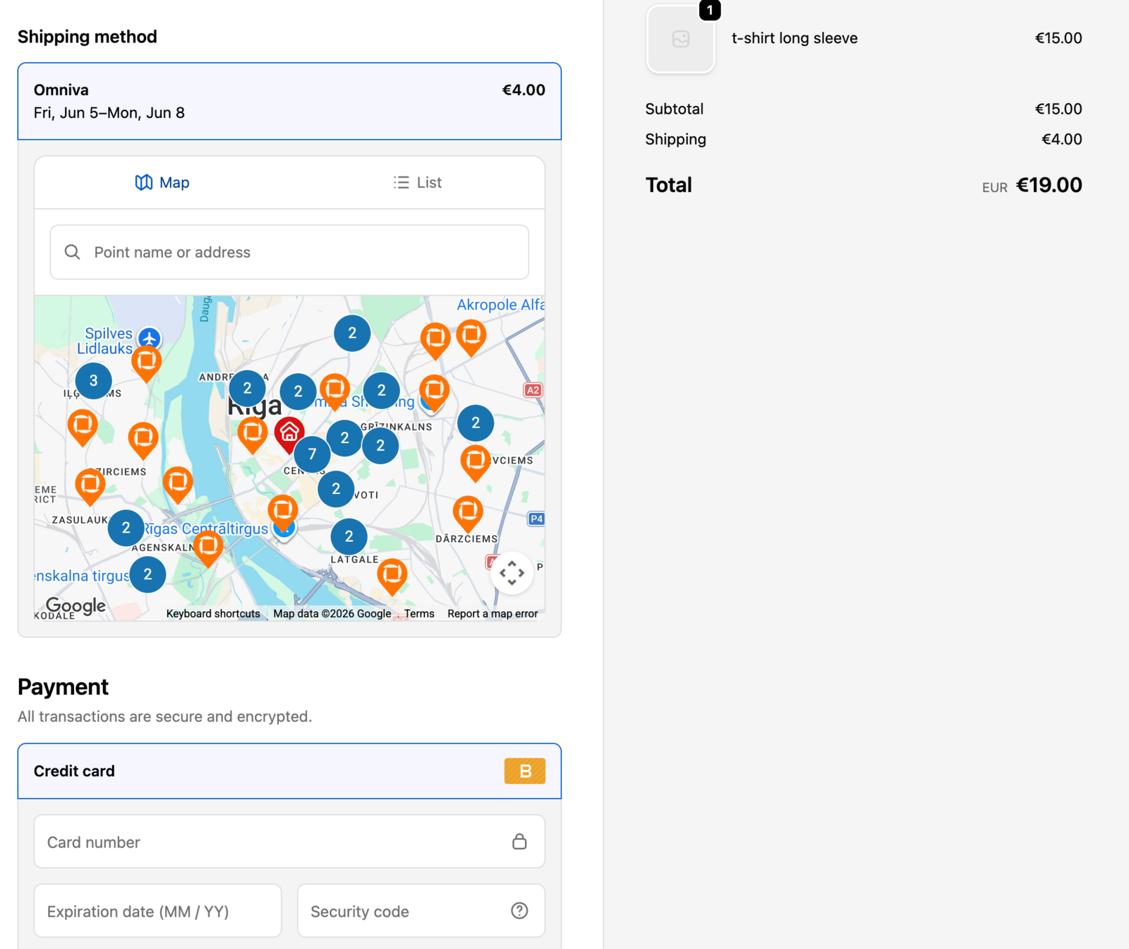 Shopify Plus checkout extension — map view