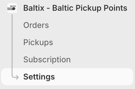 Settings menu