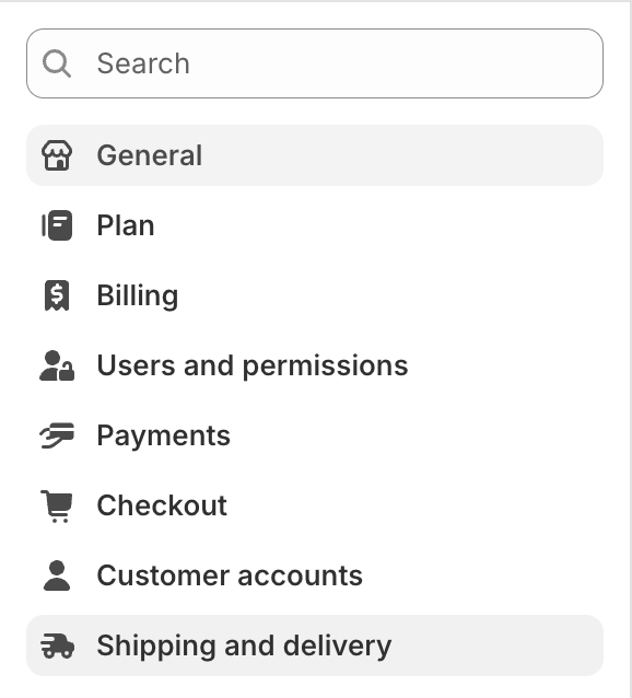 Settings menu
