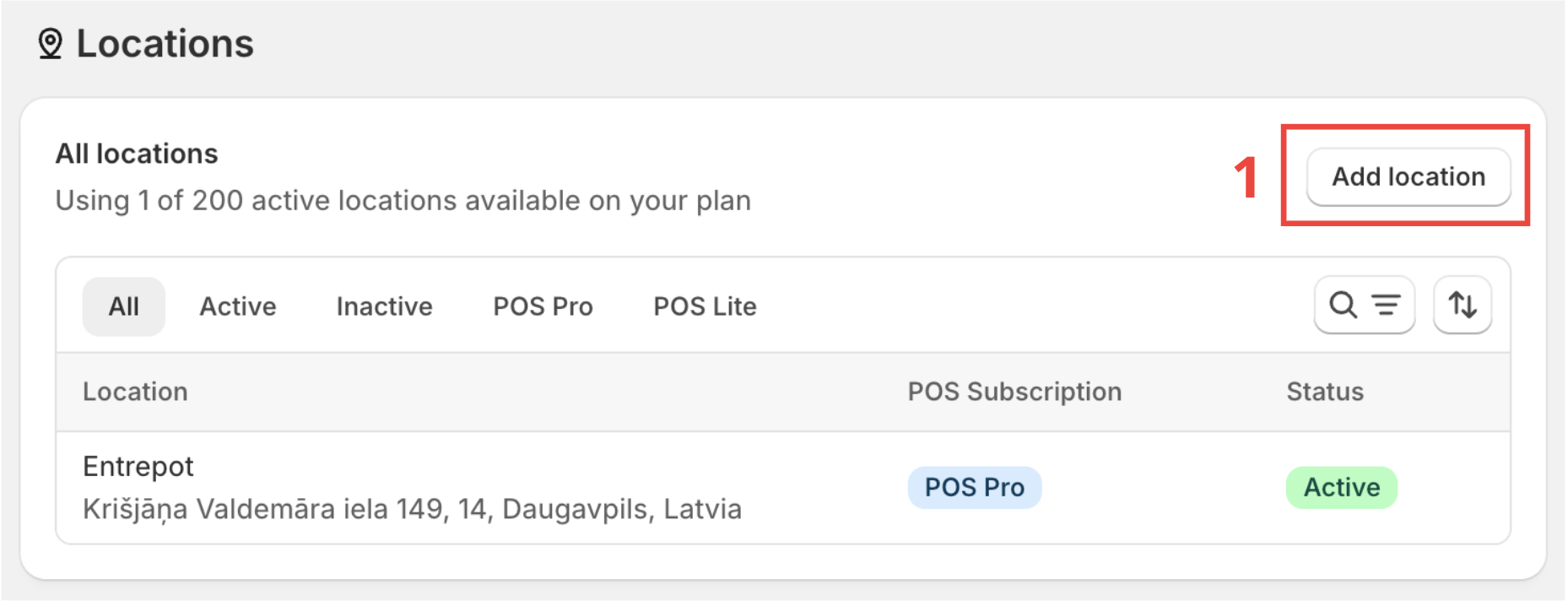 Tirgus izvēlne Shopify administrācijas panelī