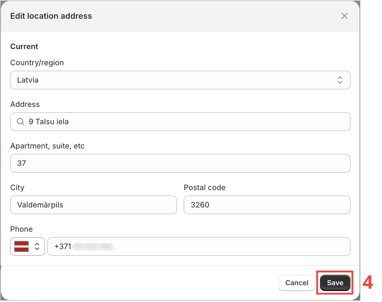 Tirgus izvēlne Shopify administrācijas panelī