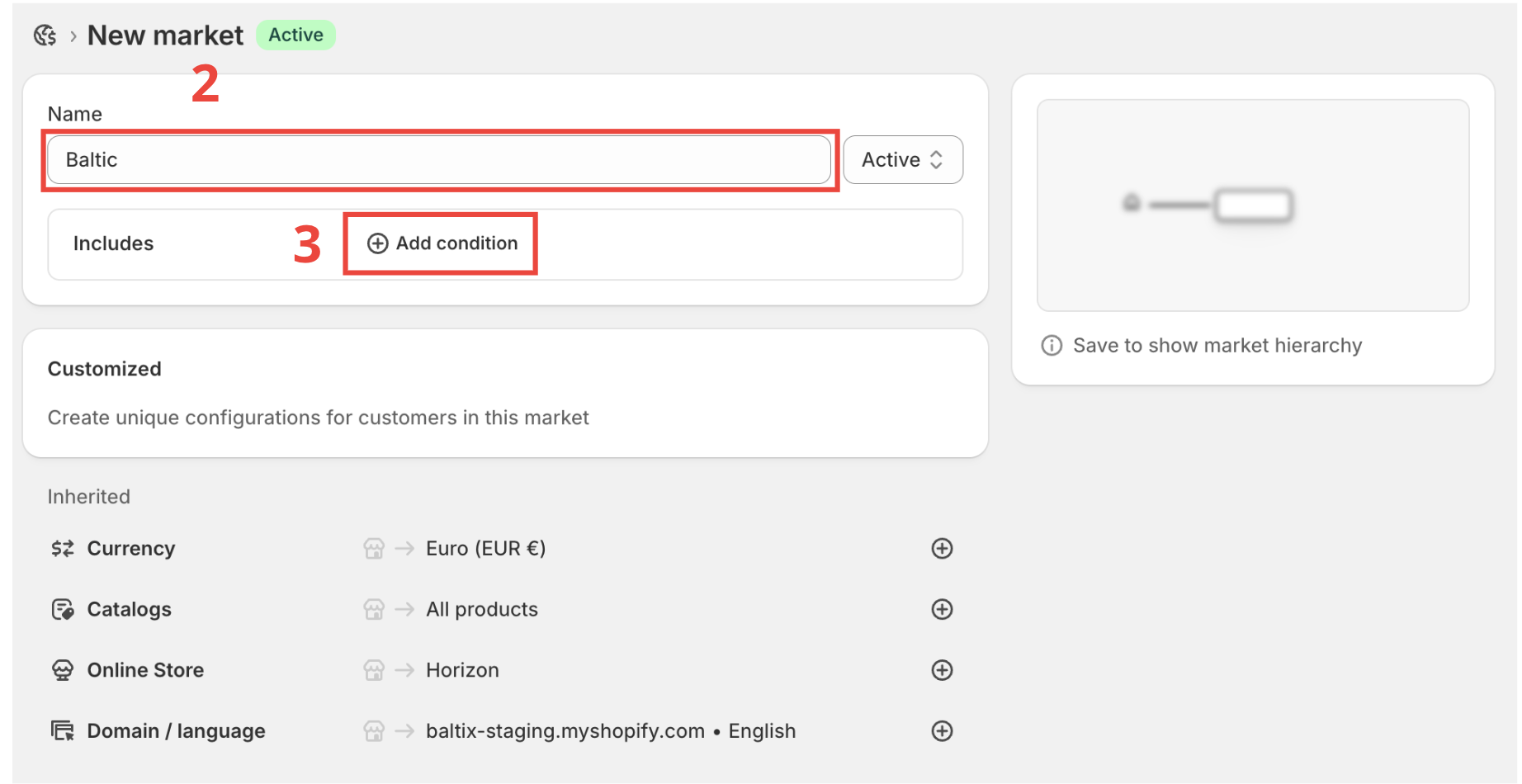 Create Market form